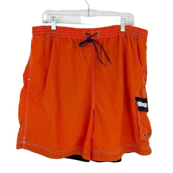 Tommy Hilfiger Cargo Swim Trunks Men's XXL Orange Mesh Lined - Picture 1 of 13